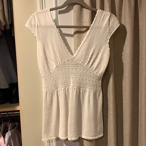 Laundry White, 100% Cotton, Cap Sleeve top, Small.